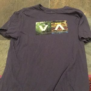 Gray RVCA shirt with design and logo